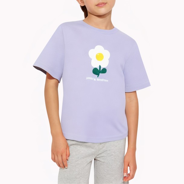 Floral Pattern Girls' Short Sleeve T-Shirt