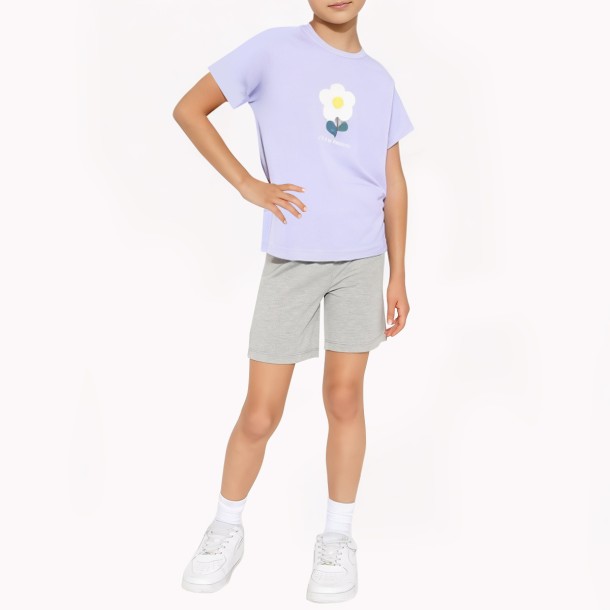 Floral Pattern Girls' Short Sleeve T-Shirt