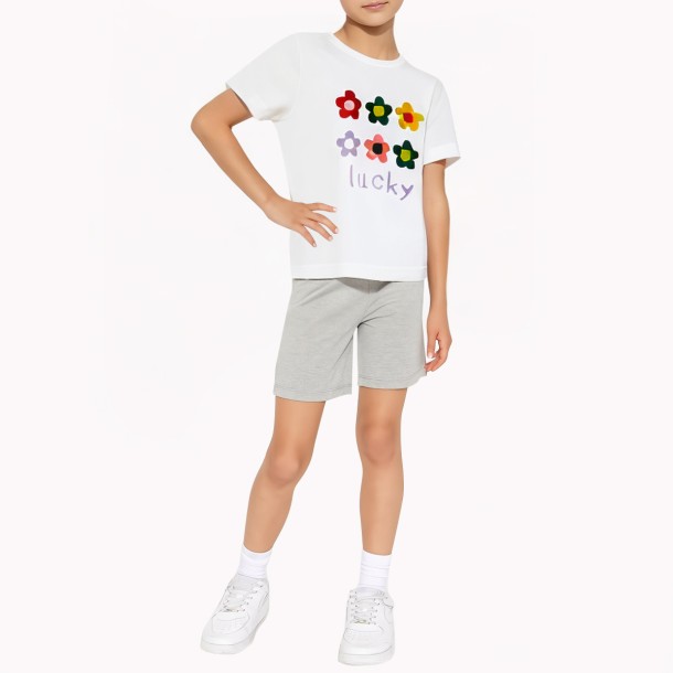 Floral Girls' Short Sleeve T-Shirt 花卉女童短袖 