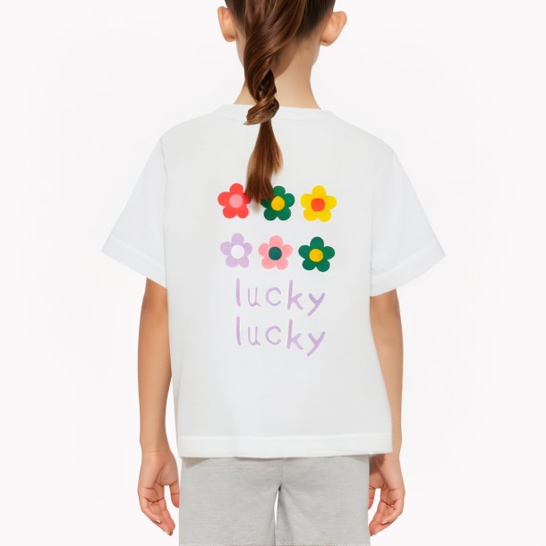 Floral Girls' Short Sleeve T-Shirt 花卉女童短袖 