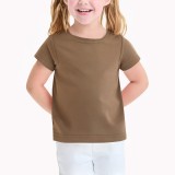 Girls Solid Color Casual Short Sleeves