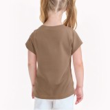 Girls Solid Color Casual Short Sleeves