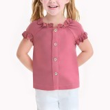 Sweet Ruffled Girls Short Sleeved Top