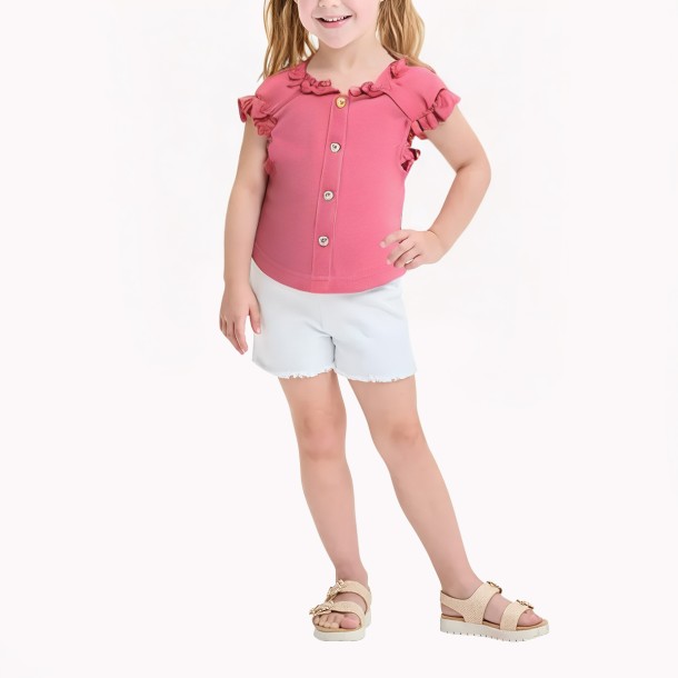 Sweet Ruffled Girls Short Sleeved Top