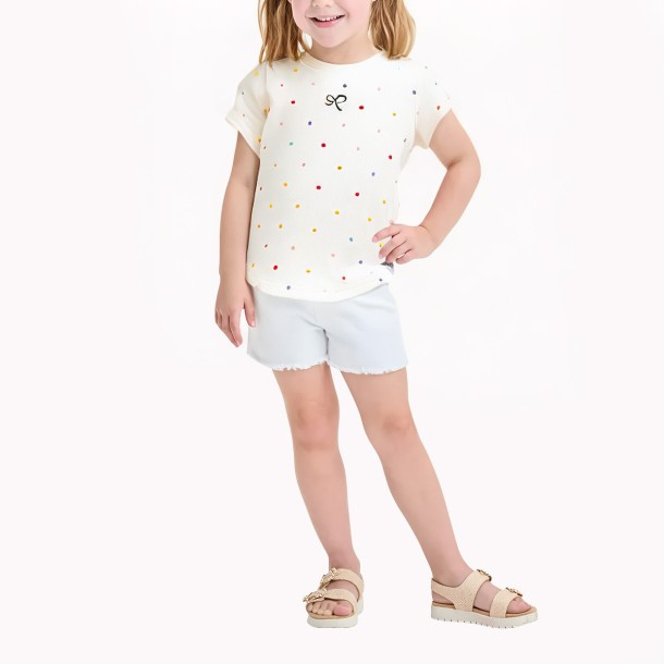 Colorful Polka Dot Print Short Sleeves