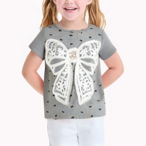 Bowknot Patch Short Sleeves