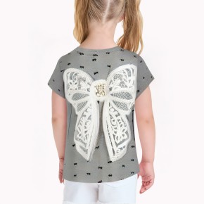 Bowknot Patch Short Sleeves