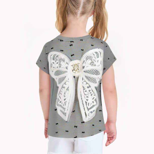 Bowknot Patch Short Sleeves