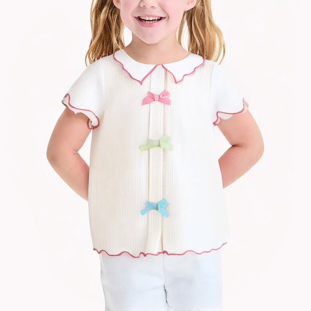 Colorful Bow Short Sleeves For Girls