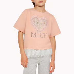 Girls’ Lace Short-Sleeve Top