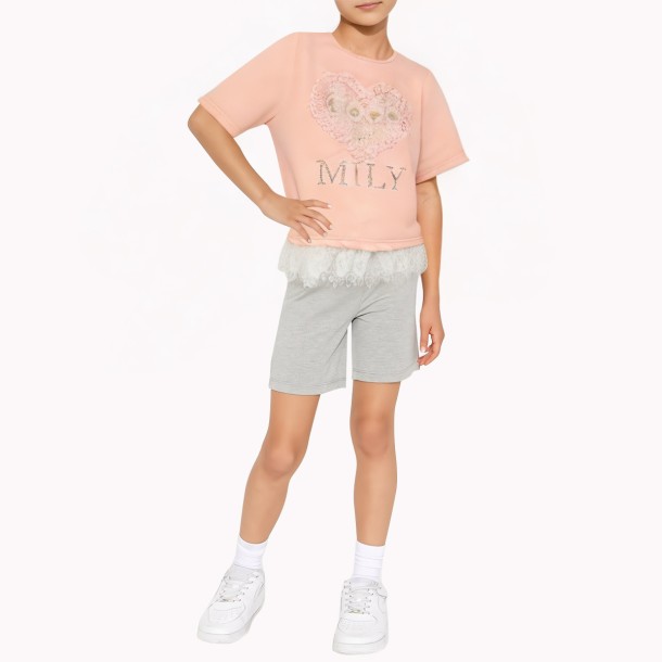 Girls’ Lace Short-Sleeve Top