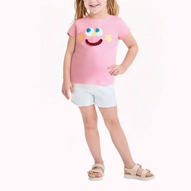 Gauze Lace Hem Short Sleeves For Girls