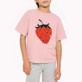 Strawberry Pattern Girls' Short Sleeve T-Shirt
