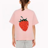 Strawberry Pattern Girls' Short Sleeve T-Shirt