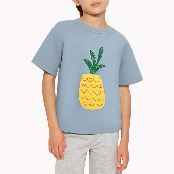 Pineapple Print Girls' Short Sleeve T-Shirt