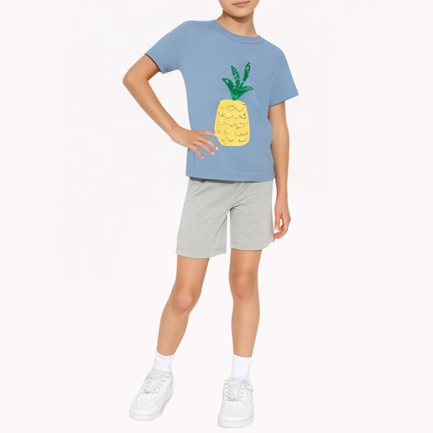 Pineapple Print Girls' Short Sleeve T-Shirt