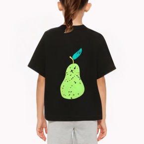 Girls' Short Sleeve T-Shirt with Green Pear Pattern