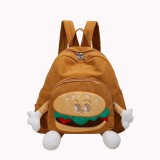 Corduroy Cute Hamburger Backpack