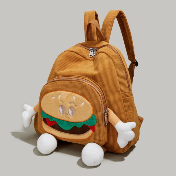 Corduroy Cute Hamburger Backpack