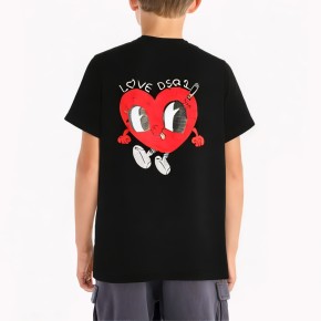 Black Heart Shaped Crew Neck Short Sleeve T-Shirt