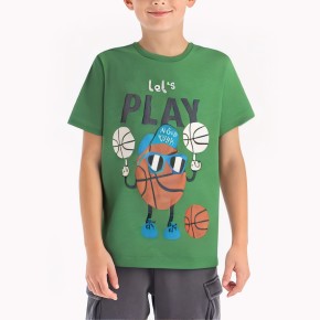 Boys' Basketball Print Cotton T Shirt