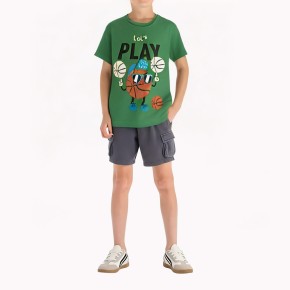Boys' Basketball Print Cotton T Shirt
