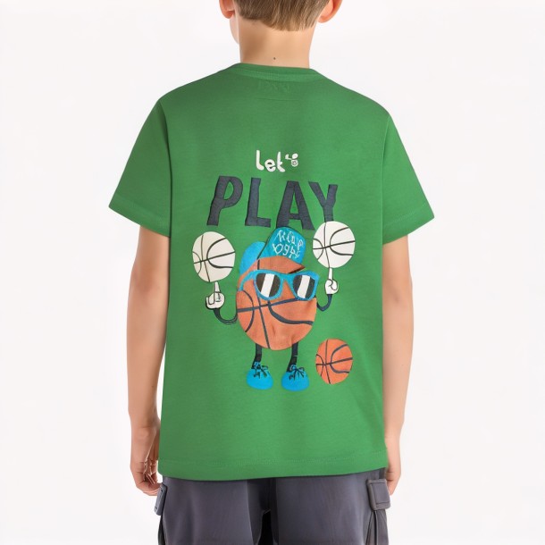 Boys' Basketball Print Cotton T Shirt
