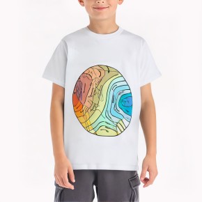 Boys' White Cartoon Print Cotton Short Sleeved T Shirt