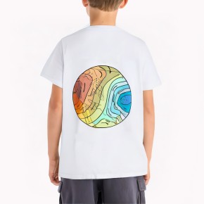 Boys' White Cartoon Print Cotton Short Sleeved T Shirt