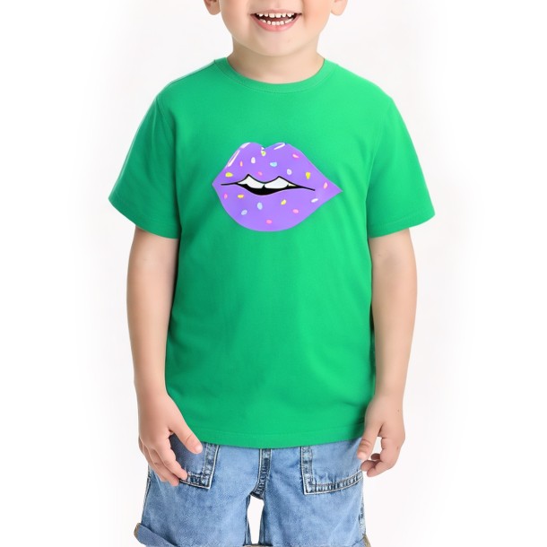 Boys' Green Cotton Casual Short Sleeved T Shirt