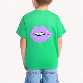 Boys' Green Cotton Casual Short Sleeved T Shirt