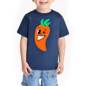 Blue Boys' Carrot Print Short Sleeved T Shirt