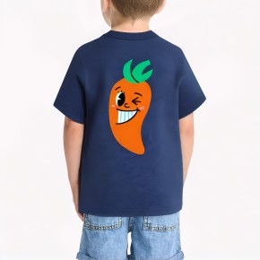 Blue Boys' Carrot Print Short Sleeved T Shirt