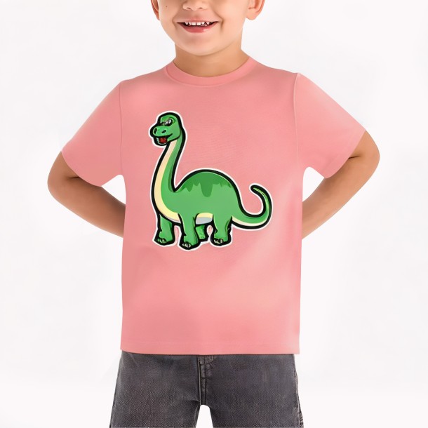 Boys' Pink Crew Neck Short Sleeve Top