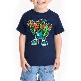 Blue Boy's Short Sleeved Top with Dragon Print