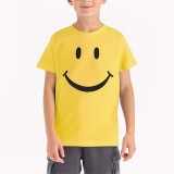 Boys' Pure Cotton Smiley Expression Short Sleeve Top