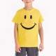 Boys' Pure Cotton Smiley Expression Short Sleeve Top