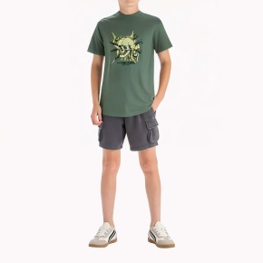 Boys' Breathable Cotton Cartoon Print Short Sleeve T Shirt