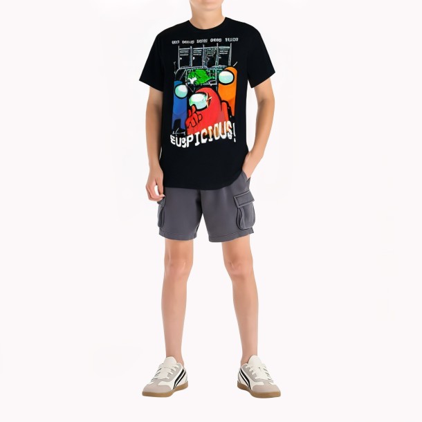 Fun Printed Crew Neck Short Sleeve T Shirt