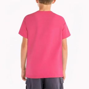 Boys' Pink Bear Embroidered Cotton T Shirt
