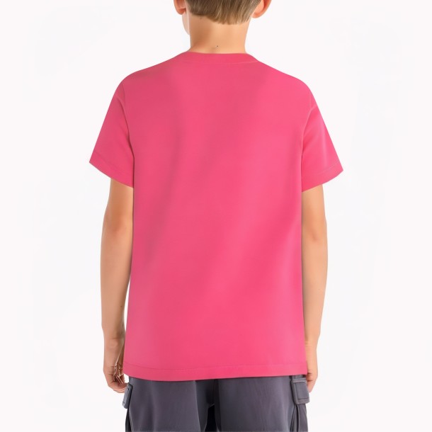 Boys' Pink Bear Embroidered Cotton T Shirt