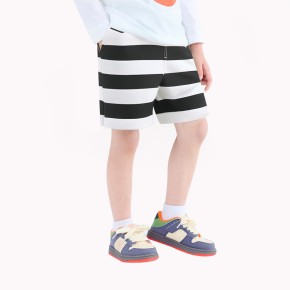 Boys' Black And White Striped Shorts