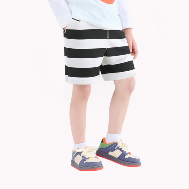 Boys' Black And White Striped Shorts