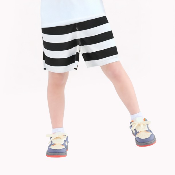 Boys' Black And White Striped Shorts