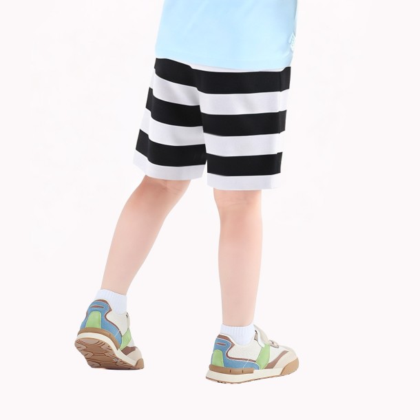 Boys' Black And White Striped Shorts