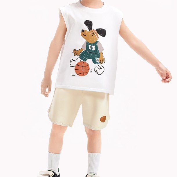 Solid Color Cartoon Boy Sports Shorts