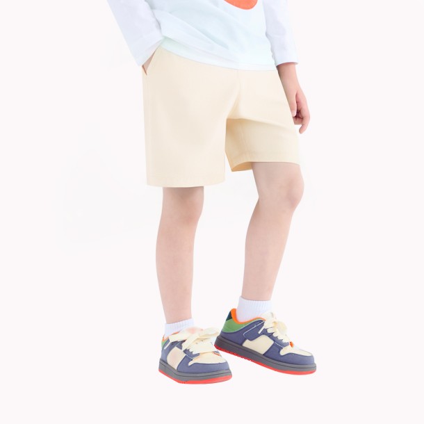 Off White Solid Color Shorts For Boys
