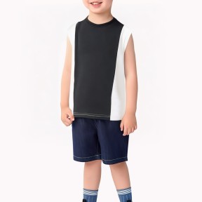 Black And White Splicing Boy Vest