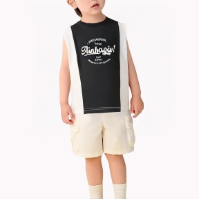 Black And White Splicing Boy Vest