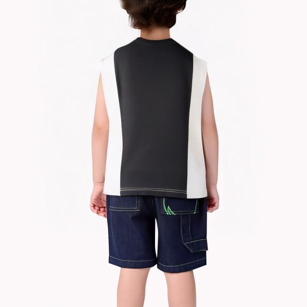 Black And White Splicing Boy Vest